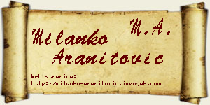 Milanko Aranitović vizit kartica